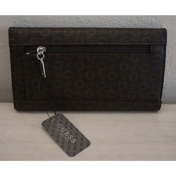 Guess SV806451 Women's Natural Brown Basira SLG "G" Print Clutch Trifold Wallet - Picture 2 of 7